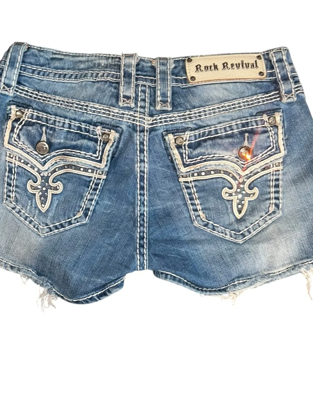 Rock Revival Denim Distressed Women’s Shorts - Blue Jean Denim Size 28